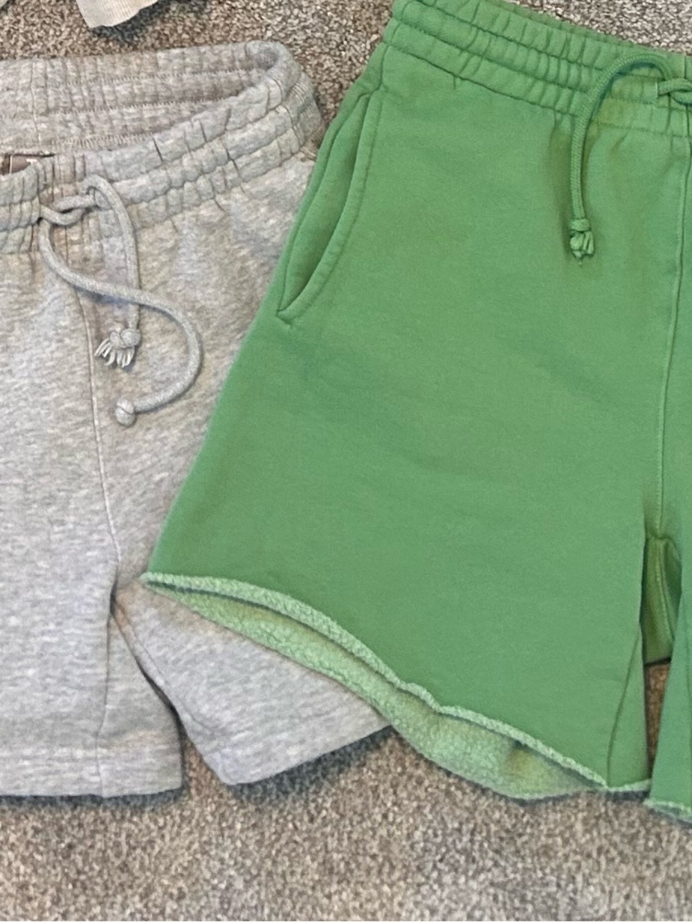 TNA Cozy Boyfriend Joggers in Light Gray & Green